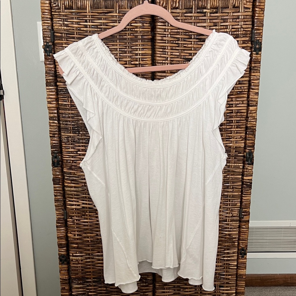 We The Free White Flowy Blouse